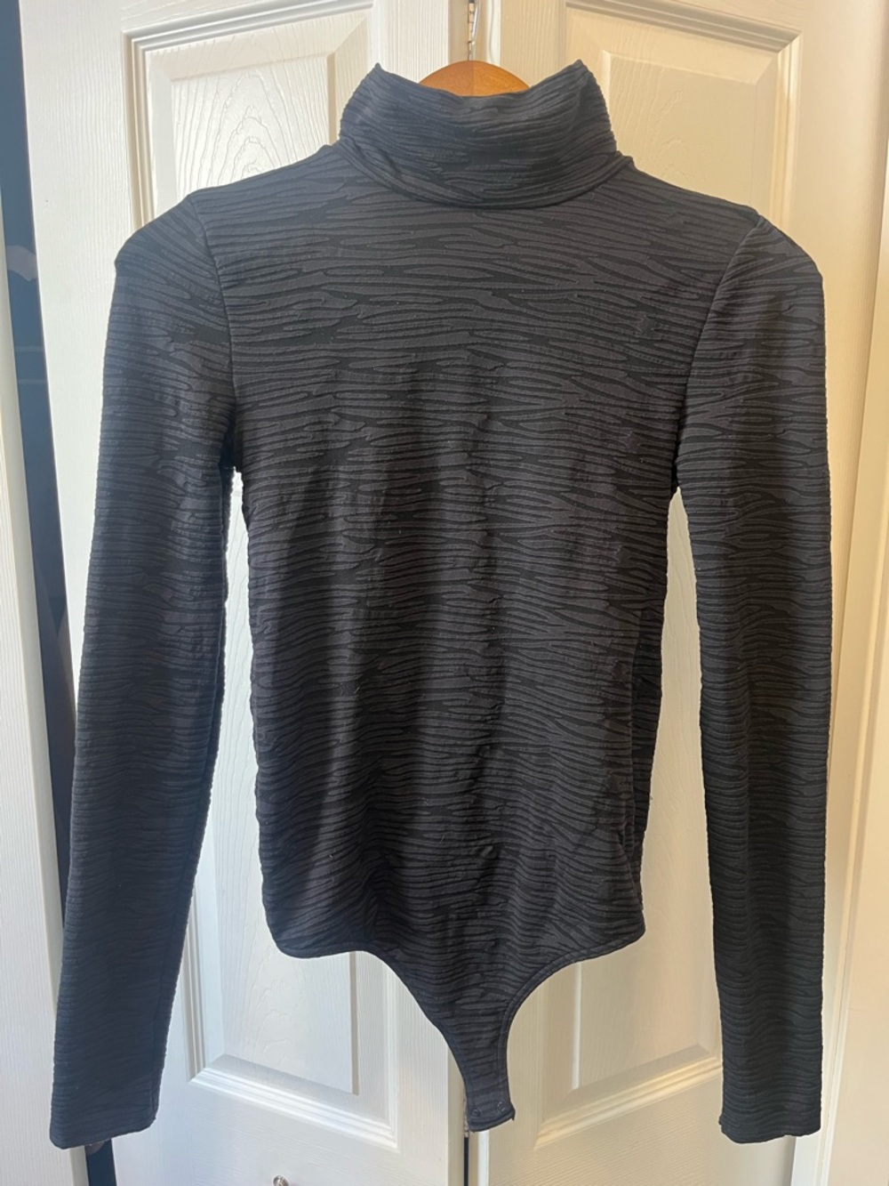 Wolford, Black Textured, Long Sleeve Turtleneck Bodysuit, Capsule collection